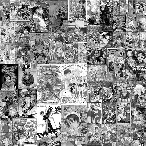 Anime Manga Wall Collage Kit Black And White Collage Kit Etsy