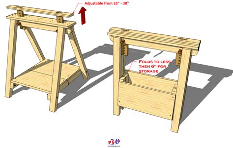 #woodworking #diy #sawhorsesin this video i show you how to build quick and easy folding saw horses in 20 minutes or less. Folding sawhorse table ~ Bert Jay