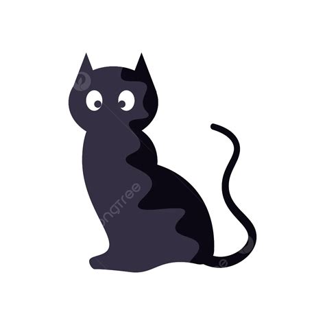 Curious Black Cat Cartoon Style Halloween Element Vector Black Cat