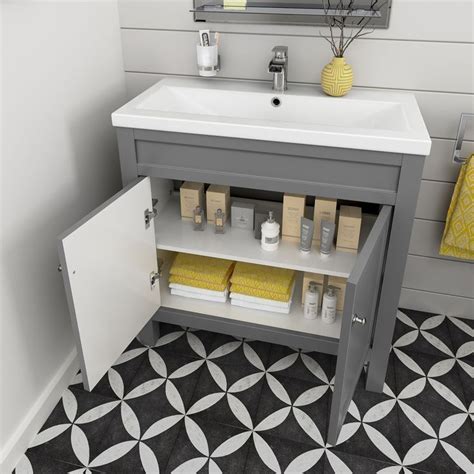 Bathroom vanities in melbourne on yp.com. 800mm Melbourne Earl Grey Double Door Vanity Unit - Floor ...