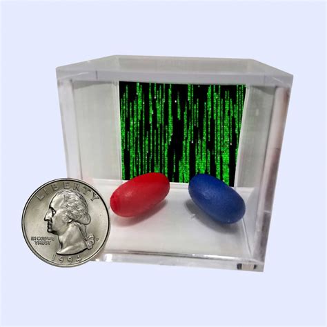 The Matrix Movie Blue Pill And Red Pill Falling Numbers In Display Case