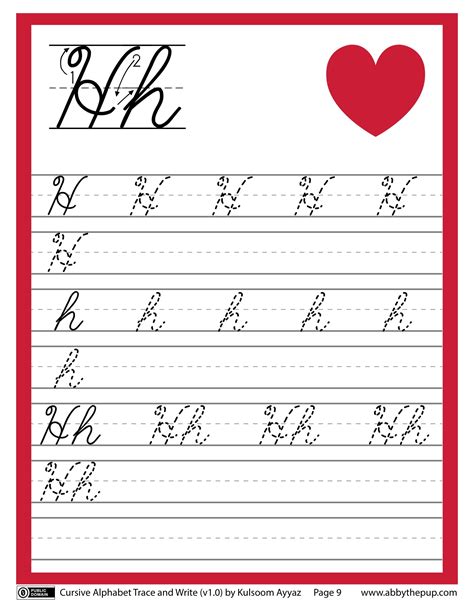 Cursive Alphabet Trace And Write Letter H Free Printable Puzzle Games