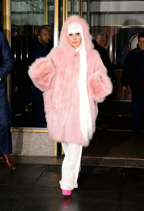 Lady Gaga In Pink Fur Coat In New York City In 2014 Lady Gagas Most