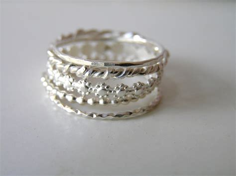 Stacking Rings Five Set Of 5 Sterling Silver Stacking Rings Etsy