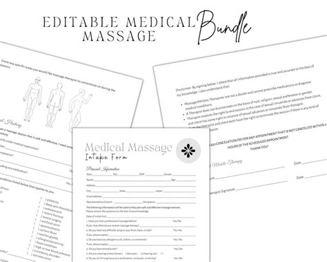 Editable Medical Massage Forms Massage Consent Form Massage Intake Form Massage Therapist