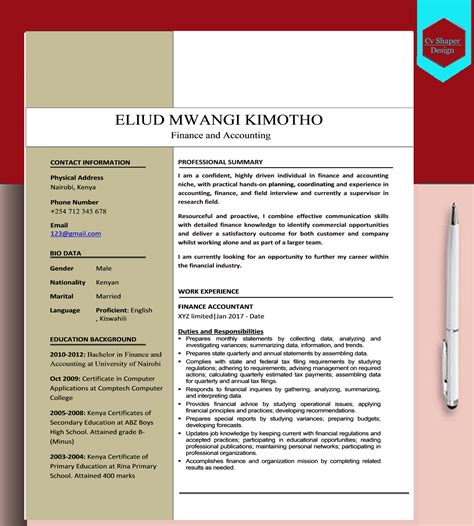One of the most important considerations for a resume is the overall resume format. Curriculum Vitae Example In Kenya