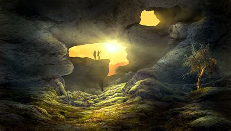 Fantasy Landscape Cave Human Wallpaperhd Artist Wallpapers4k