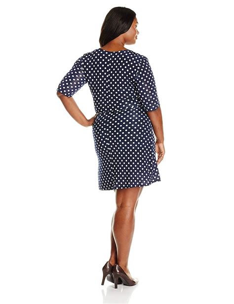 Plus Size Faux Wrap Dress With Necklace