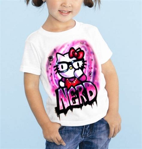 hello kitty nerd t shirt by akroncustomairbrush on etsy