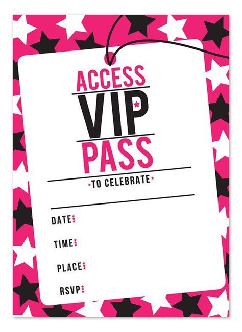 free printable vip pass template chic pinky vip ticket pass template example with stars in vip