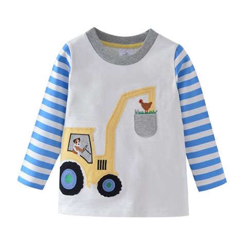 Long Sleeve Boy T Shirts Cotton Baby Clothes Applique Kids Shirts For