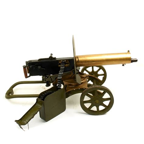 Original Russian M1910 Brass Maxim Display Machine Gun With Brass