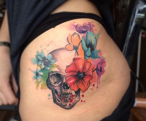 10 Cool And Colorful Watercolor Skull Tattoos Tatuajes Rosas Y