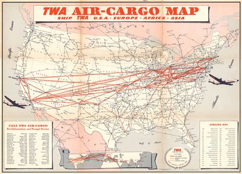 Twa Air Cargo Map Curtis Wright Maps