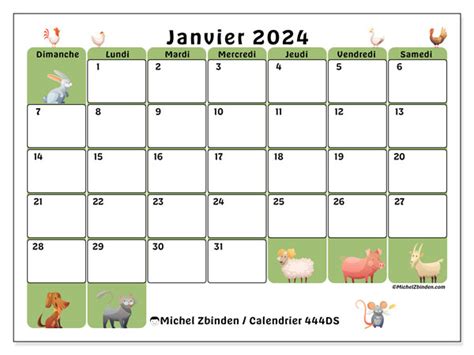 Calendrier Janvier 2024 444 Michel Zbinden Fr