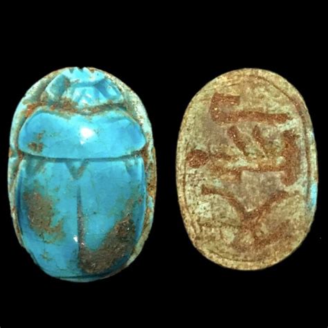 Beautiful Ancient Egyptian Blue Glazed Scarab 300 Bc 5 Antique Price Guide Details Page