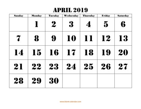 April 2019 Calendar Pdf Calendar Printables Blank Calendar Calendar