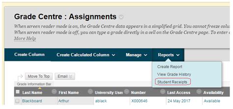 Blackboard View Student Submission Receipts For Assignments