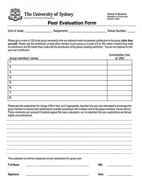 Free Peer Evaluation Forms And Samples Word Pdf