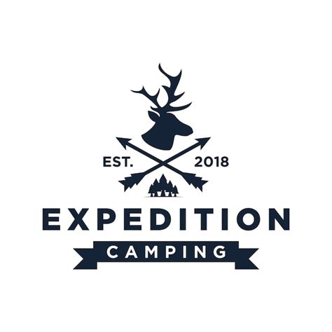 Plantilla de logotipo de camping expedición Vector Premium