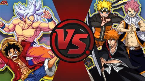 Goku Vs Naruto Vs Luffy Vs Ichigo Vs Natsu Anime Movie Cartoon Fight