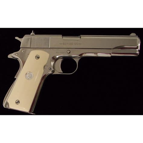 Colt Government 45 Acp Caliber Pistol Custom Nickel Finish With Fancy