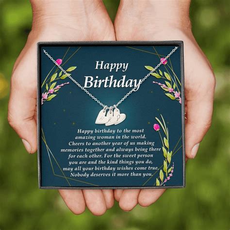 Initials Heart Necklace Happy Birthday Birthday Card For Etsy