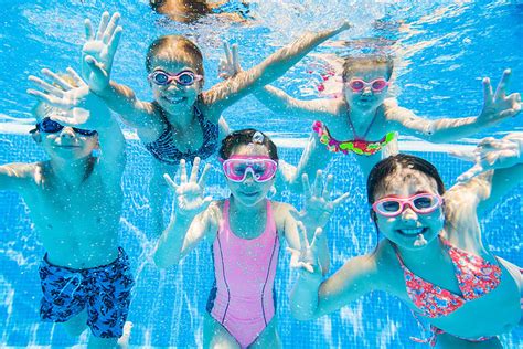 Little Kids Swimming In Pool Underwater Hobby Sport