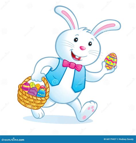 Bunny Carrying Easter Basket With Eggs Stock Illustration