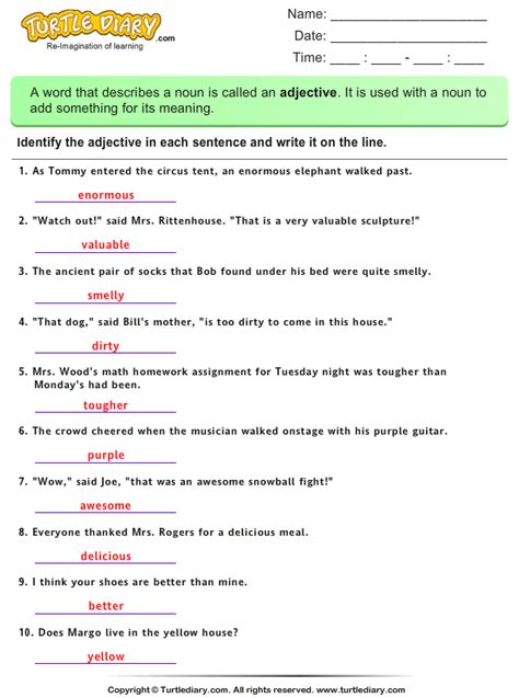 Correct Order Of Adjectives Worksheets Free Printable Adjectives