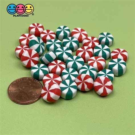 Candy Swirl Peppermint Mints Mix Christmas Theme Charms Fake Polymer