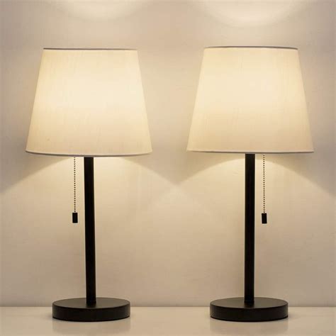 Haitral Bedside Table Lamps Set Of 2 Black And White Modern Desk