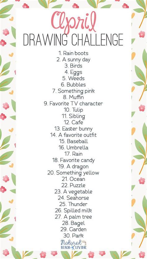April Drawing Challenge For Kids And Adults Full Of Fun Spring Themes