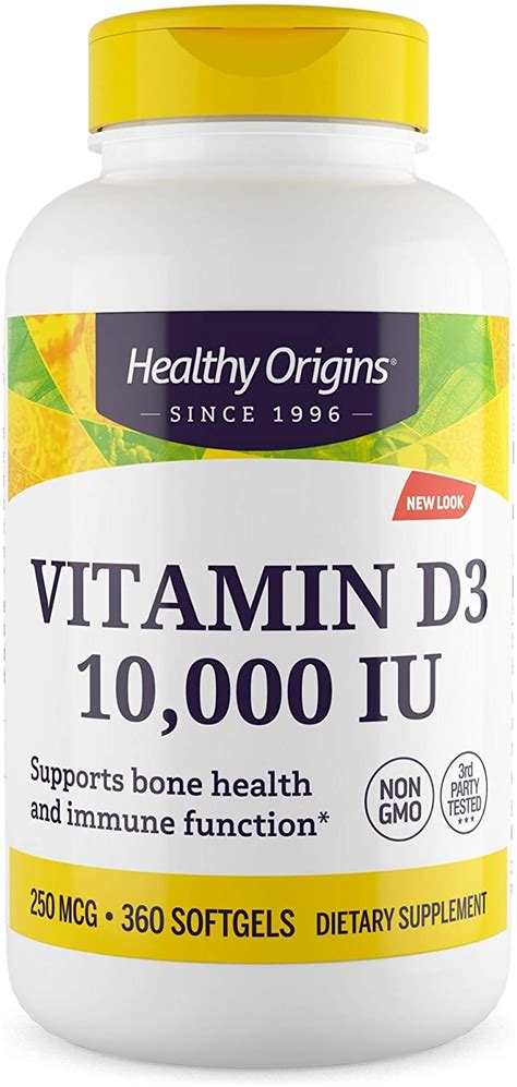 I show this d3 10. Healthy Origins Vitamin D3 10,000 IU (Non-GMO), 360 ...