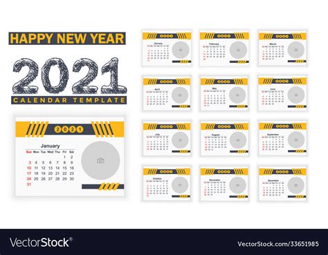 Calendar 2021 Template Royalty Free Vector Image