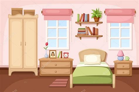 Interior del dormitorio ilustración vectorial Vector de stock Naddya