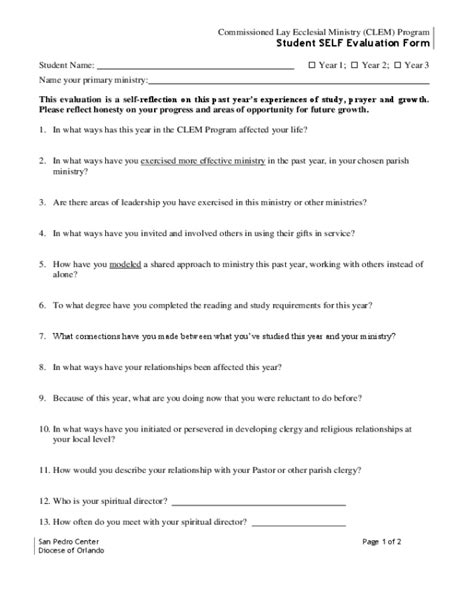 Student Self Evaluation Form Fillable Printable Vrogue Co