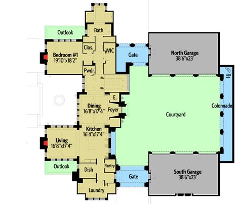 Castle House Plan With Six Master Suites For A Hillside Lot 44136td