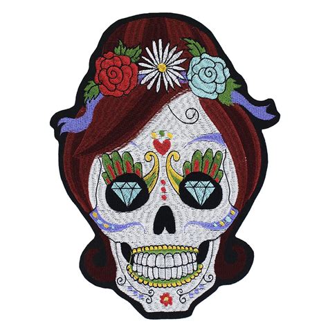 Embroidery Applique Fashion Flower Skull Patches Iron On Clothes Badge