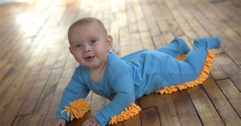 Baby Mop Romper Suit Helps Crawling Infants Clean Floors As They Crawl