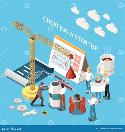 Startup Project Isometric Colored Concept Stock Vector Illustration
