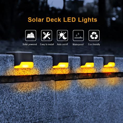 Solar Deck Led Lights Outdoor Waterproof Warm Light Fence Lights 4