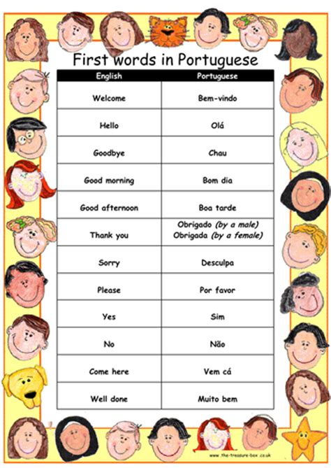 Useful Words And Phrases In Portuguese Ideal For Children With A