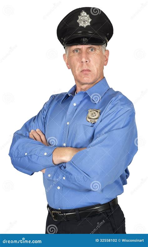 Serious Police Officer Cop Security Guard Isolated Stock Photography