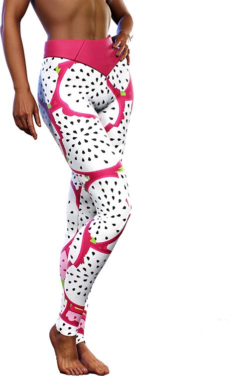 Booty Sculpted Dragon Fruit Passion Leggings Womens Pink White Art