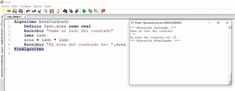 Algoritmo Para Calcular El Area De Un Cuadrado En Pseint