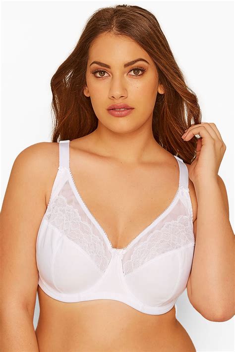 white cotton rich underwired bra with lace trim yours clothing