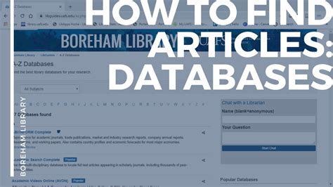 How To Find Articles Databases Youtube