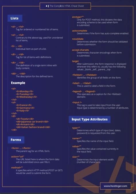 Html Cheat Sheet In Pdf And New Html Tags Included
