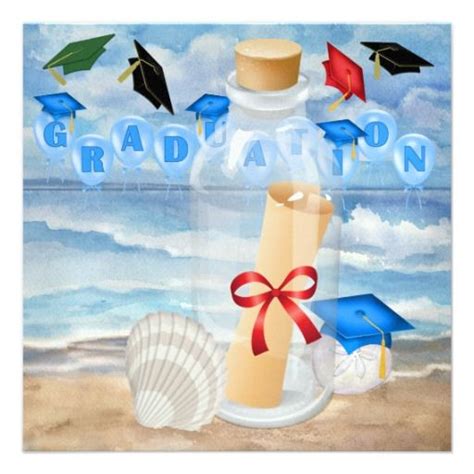 Graduation Beach Invitation In A Bottle Srf Beach